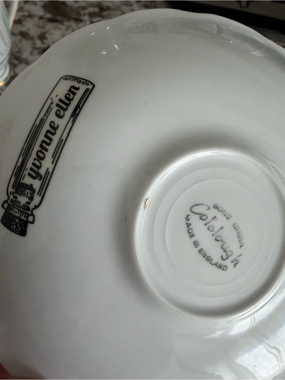 Yvonne Ellen Vodka Teacup & Saucer Pink Bee Gold Trim Boozy Collection